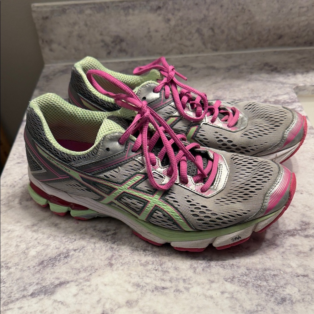 ASICS T5A7N Women's GT-1000 4 Running Shoe Silver/Pistachio/Pink Glow US 8.5